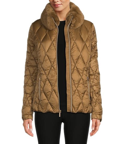 michael kors faux shearling lined quilted nylon puffer jacket|Michael Kors women's puffer jacket.